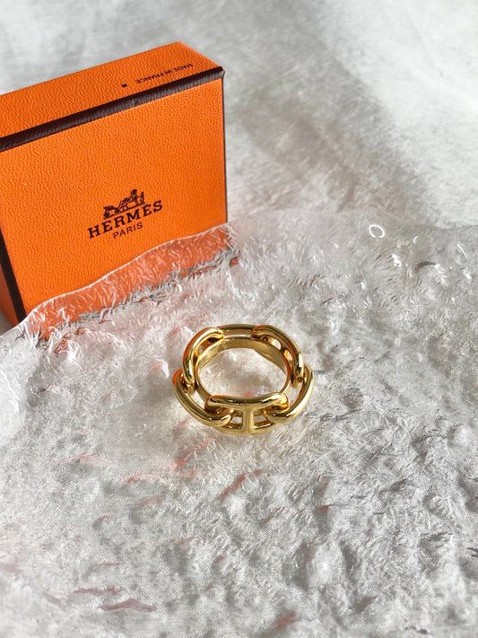 HERMES Chaine d'ancre Scarf Ring Gold Vintage bh82w2