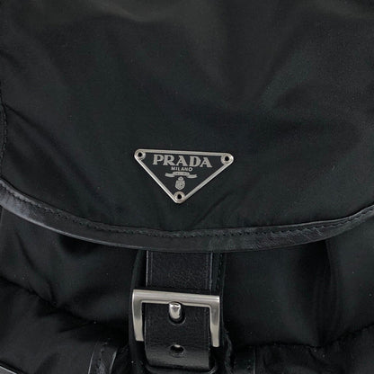 PRADA Triangle Logo Double Pocket Backpack Black Vintage rd6n42