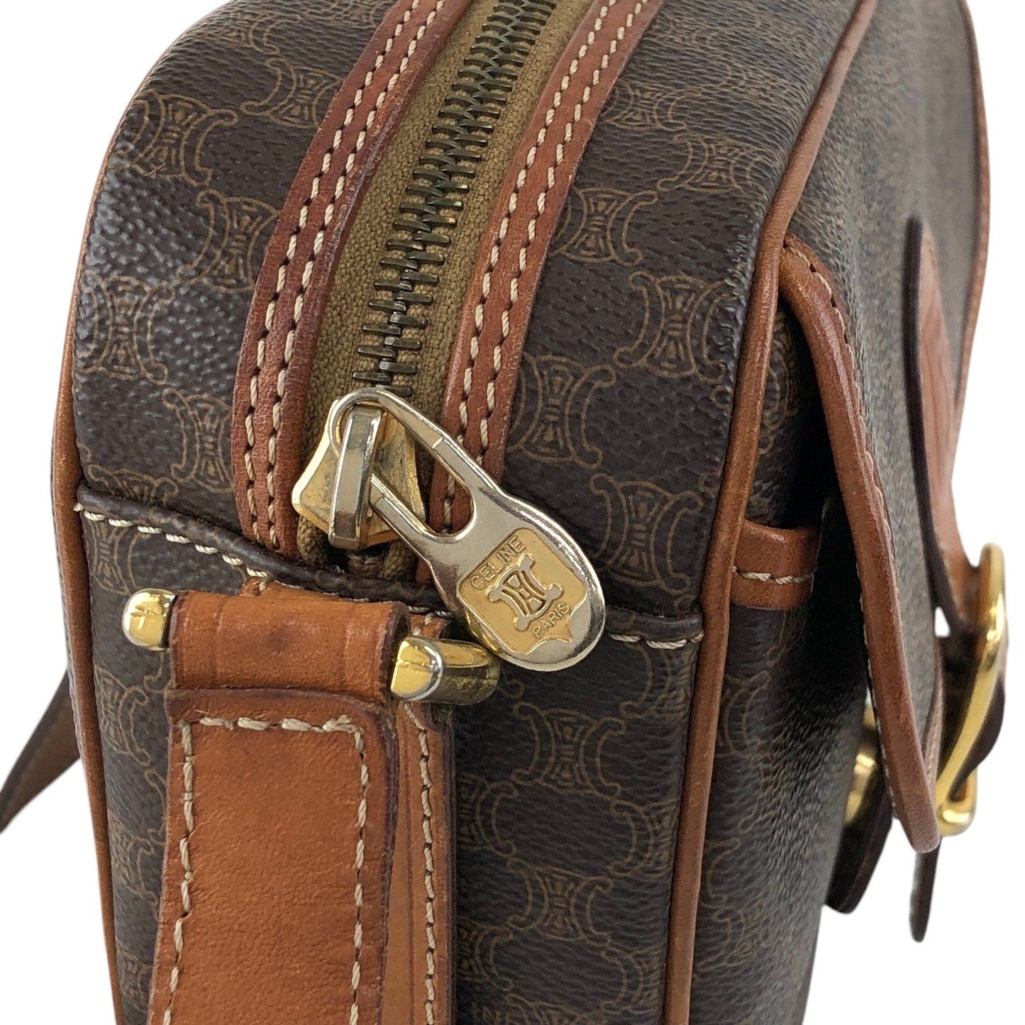 CELINE Macadam Blason Shoulder bag Brown Vintage aj8afn