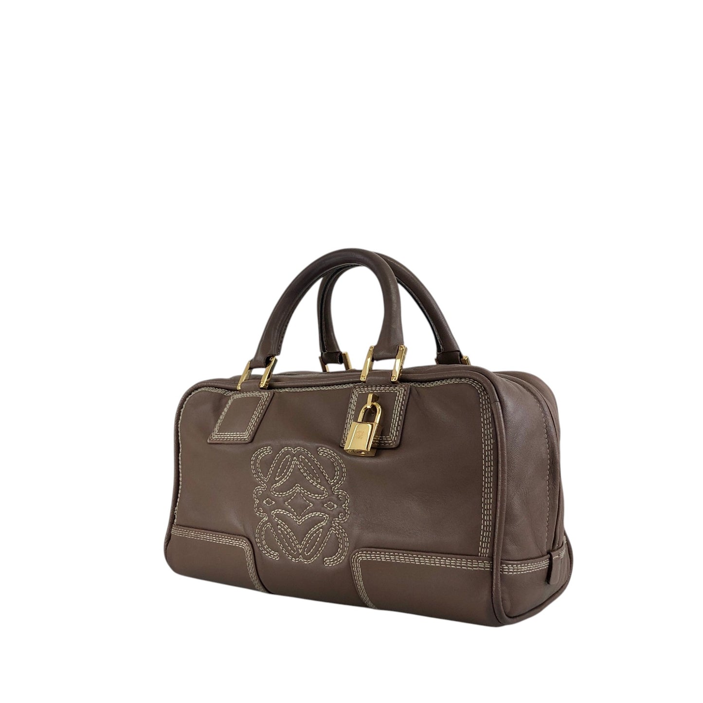 LOEWE Amazona28 Anagram Handbag Boston bag Brown Vintage f75cvh