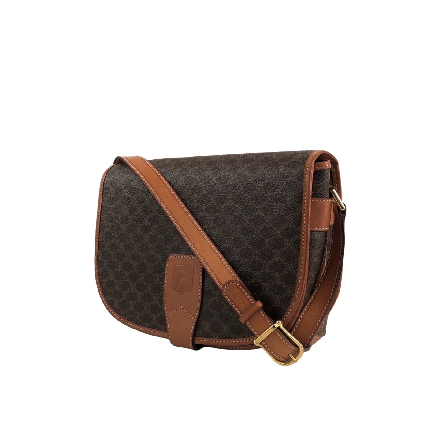 CELINE Macadam Blason Flap Shoulder bag Brown Vintage 2etvvm