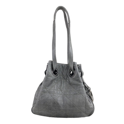 Christian Dior Cannage Charm Drawstring Shoulder bag Silver Vintage 5auuyc