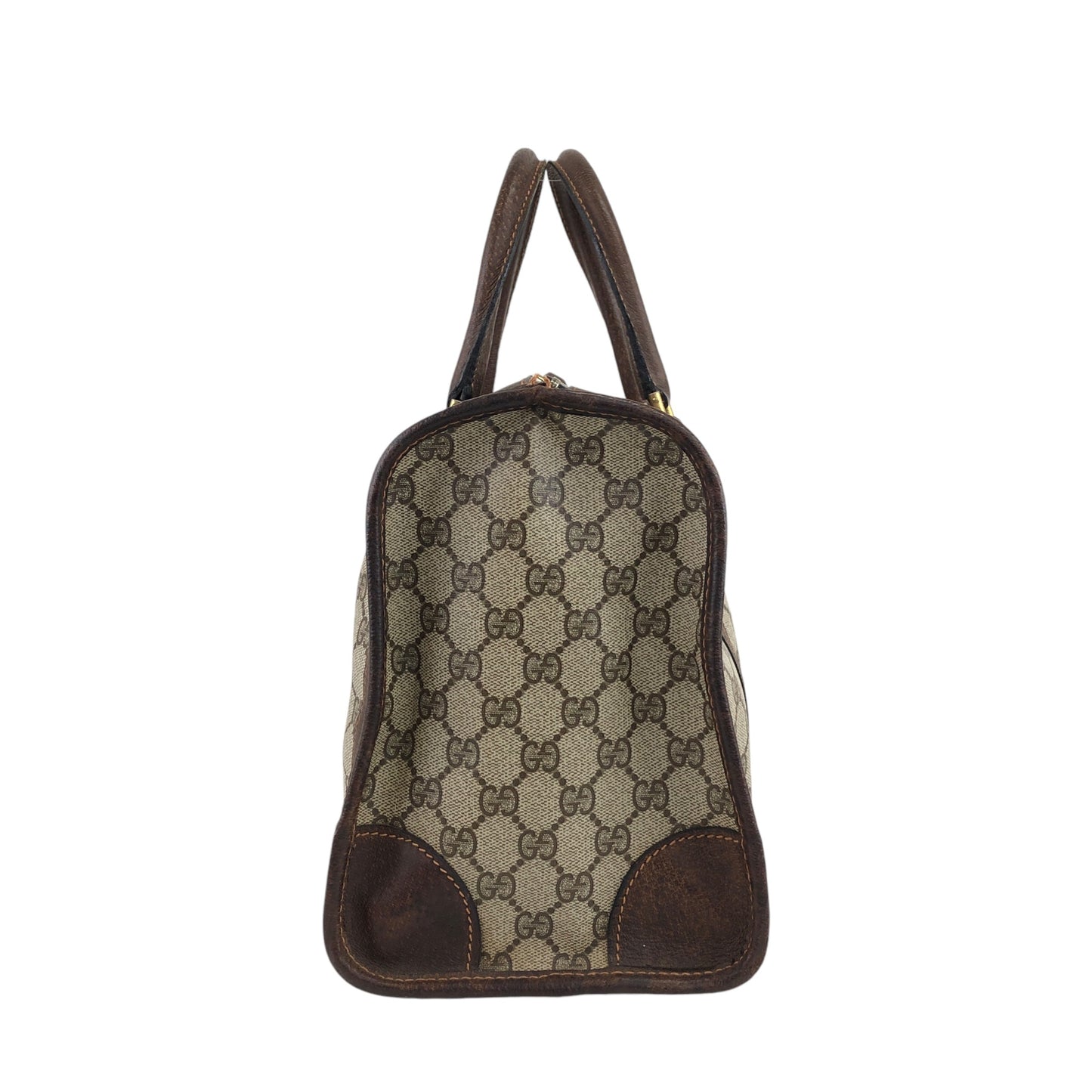 GUCCI Sherry Line GG Canvas Handbag Boston bag Brown Vintage pcefbw