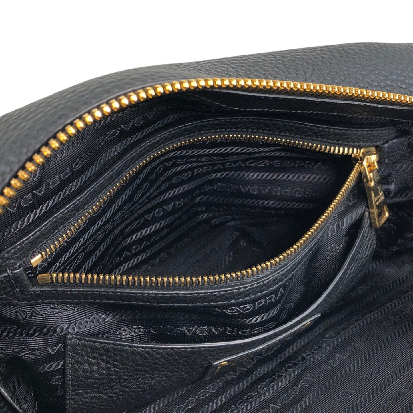 PRADA Logo Two-way Handbag Shoulder bag Black Vintage ws8uyb