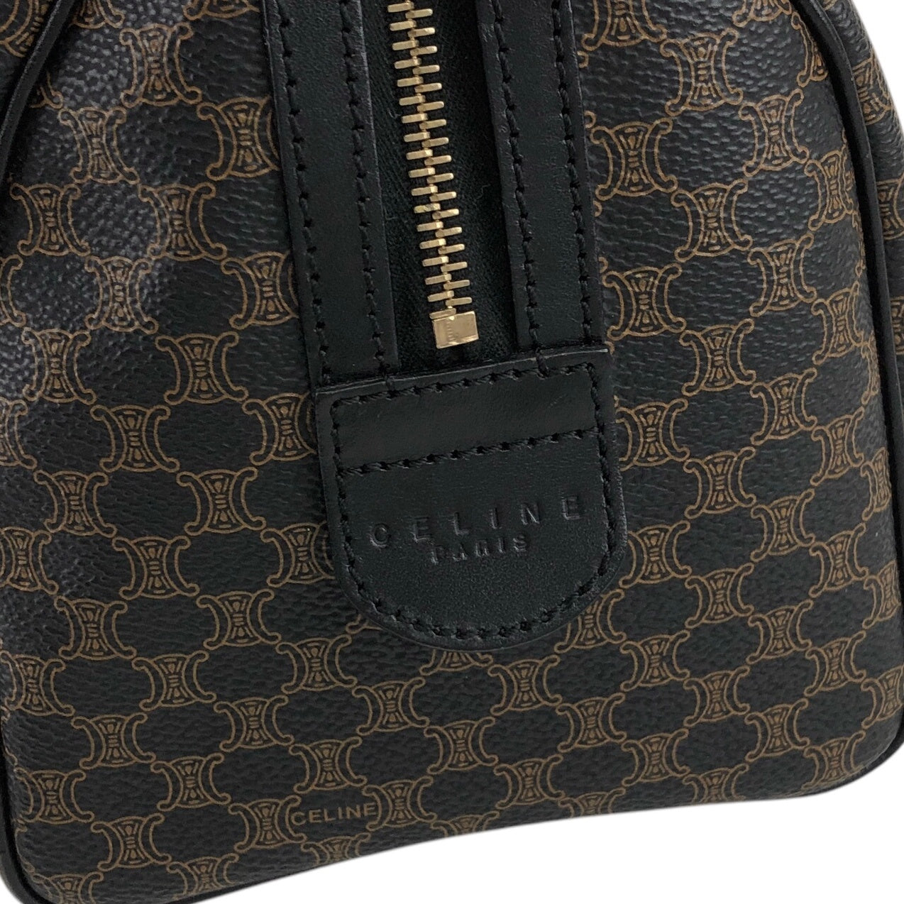 CELINE Macadam Blason Two-way Boston bag Shoulder bag Black Vintage u3fgiw