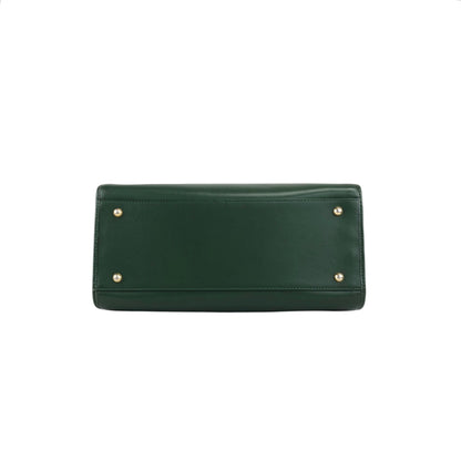 CELINE Circle Logo Two-way Handbag Shoulder bag Green Vintage 25jwbg