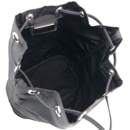 PRADA Tessuto Triangle Logo Drawstring Small Handbag Black Vintage 8t7zbv