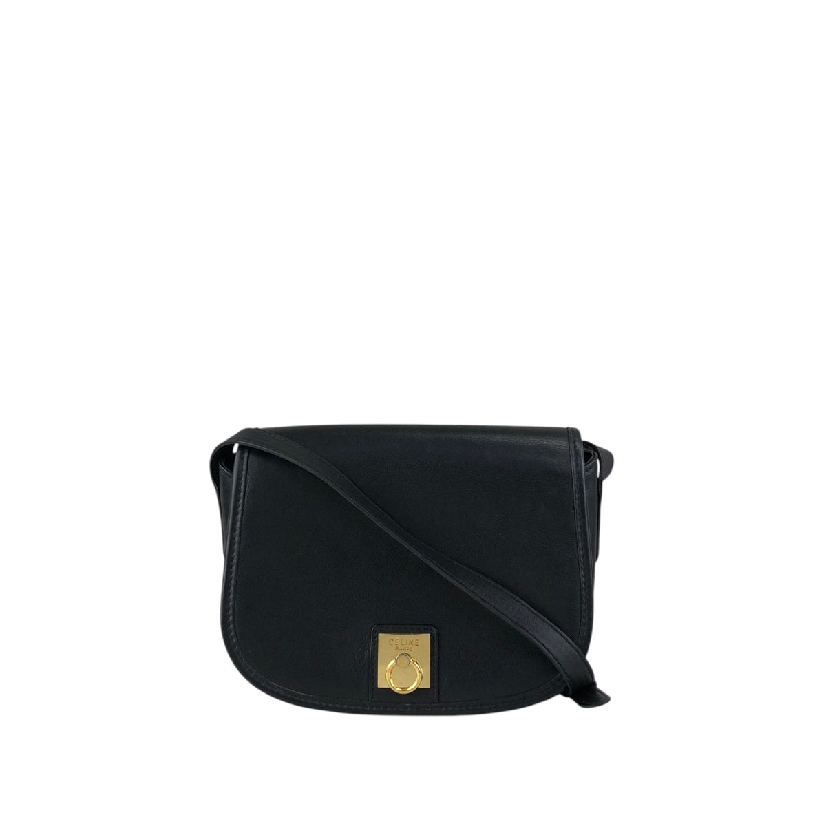 CELINE Gancini Shoulder bag Black Vintage b3ugaa