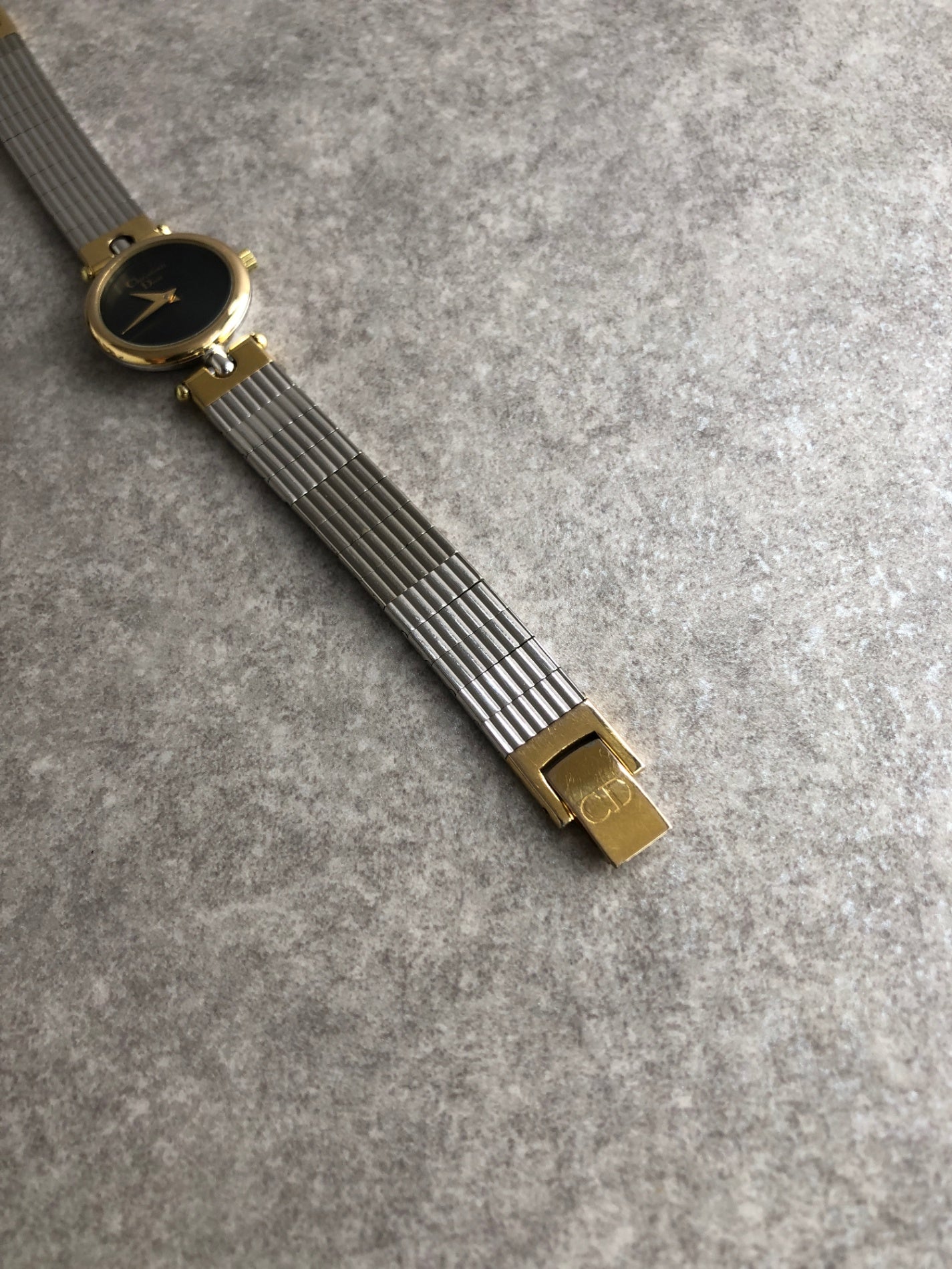 Christian Dior Logo Quartz Watch Silver×Gold 3025 Vintage 3es7fc