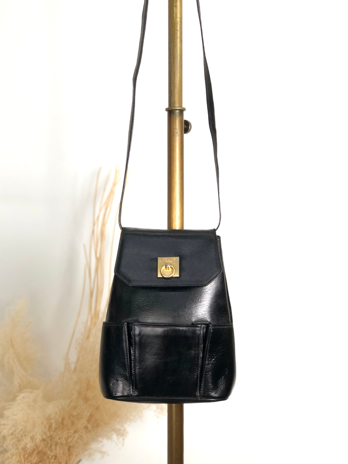 CELINE Gancini Shoulder bag Black Vintage xxxvfp