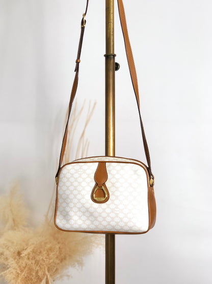 CELINE Macadam Horse Bit Shoulder bag White Vintage wbvsb7