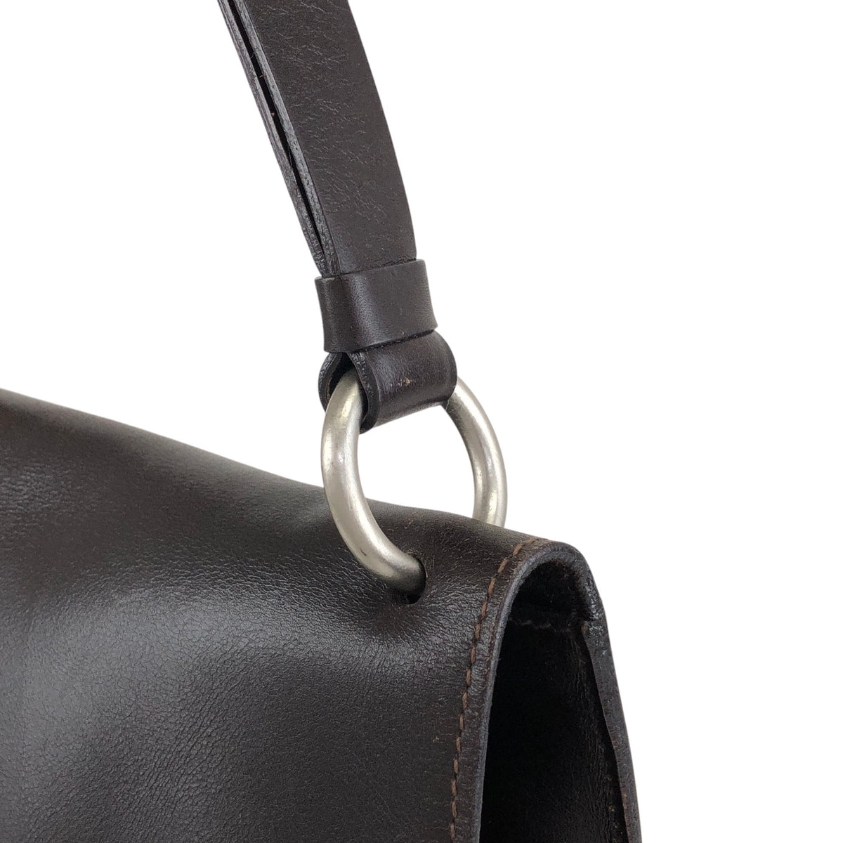 PRADA Logo Embossed Shoulder bag Brown Vintage ecb6ar