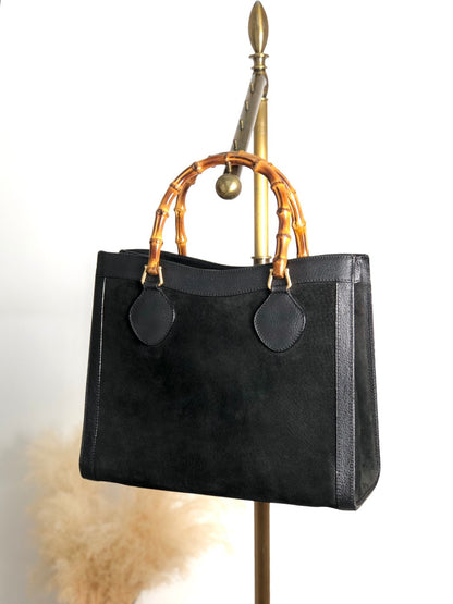 GUCCI Bamboo Handbag Black Vintage ujswe3