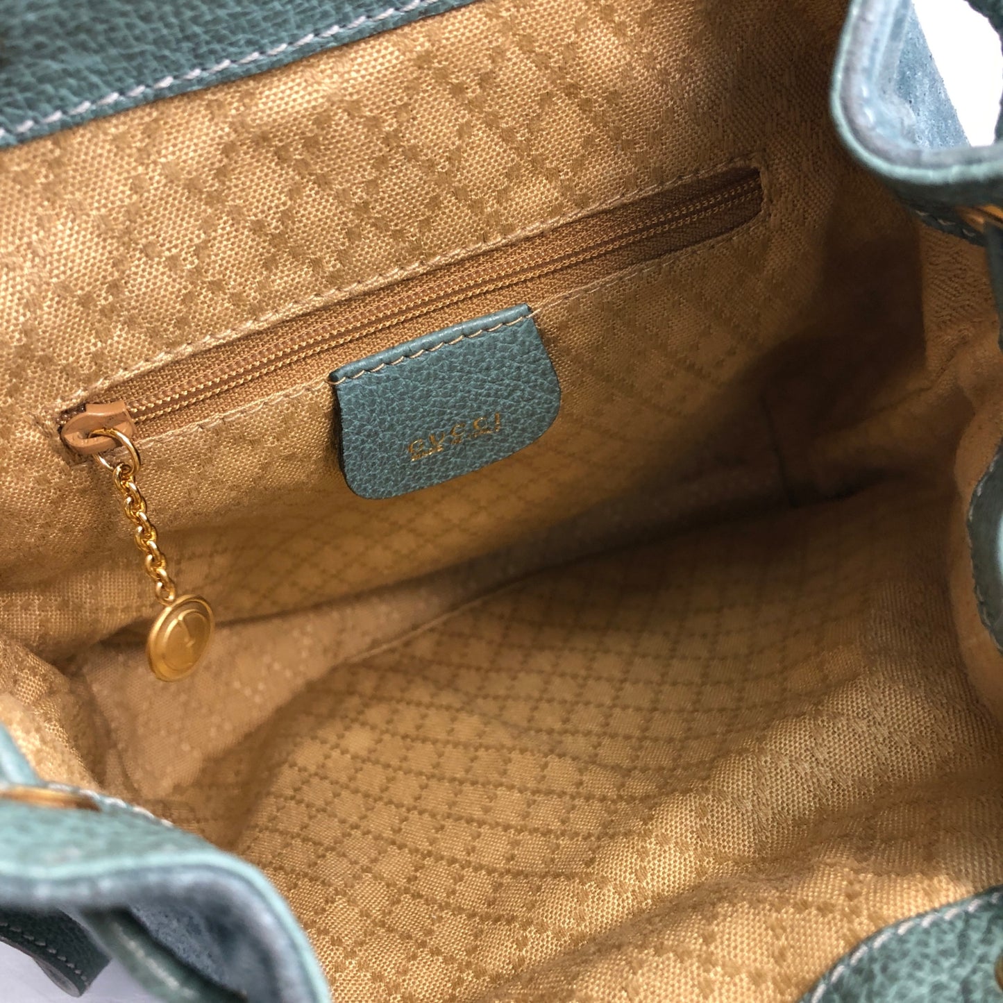 GUCCI Bamboo Suede Backpack Blue Vintage y2m3tw