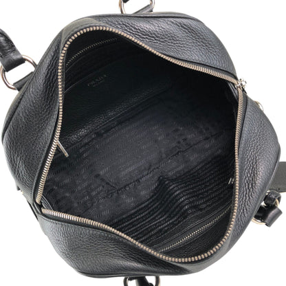 PRADA Logo Two-way Small Boston bag Shoulder bag Black Vintage 6yvxeb