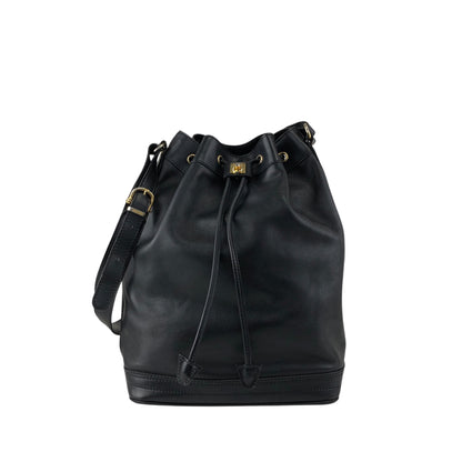 CELINE GancinivDrawstring Shoulder bag Black Vintage z78ygt