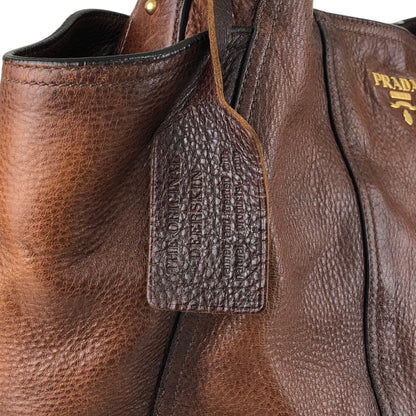 PRADA Logo Shoulder bag Brown Vintage viv5ss