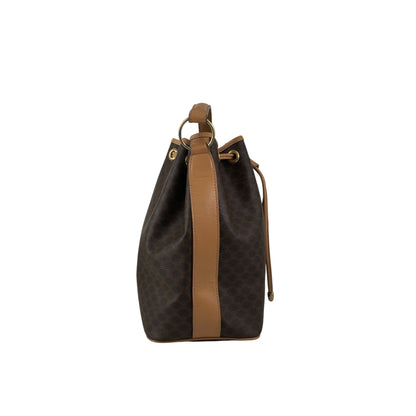 CELINE Macadam Drawstring Shoulder bag Brown Vintage 4wnnyy