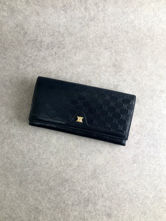 CELINE Blason Long Wallet Navy Vintage c6vgf5