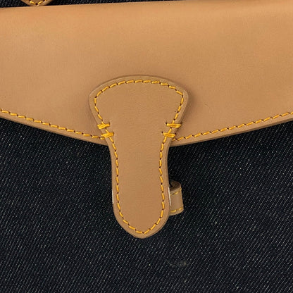 Christian Dior Logo Canvas Handbag Beige×Blue Vintage fwaghn