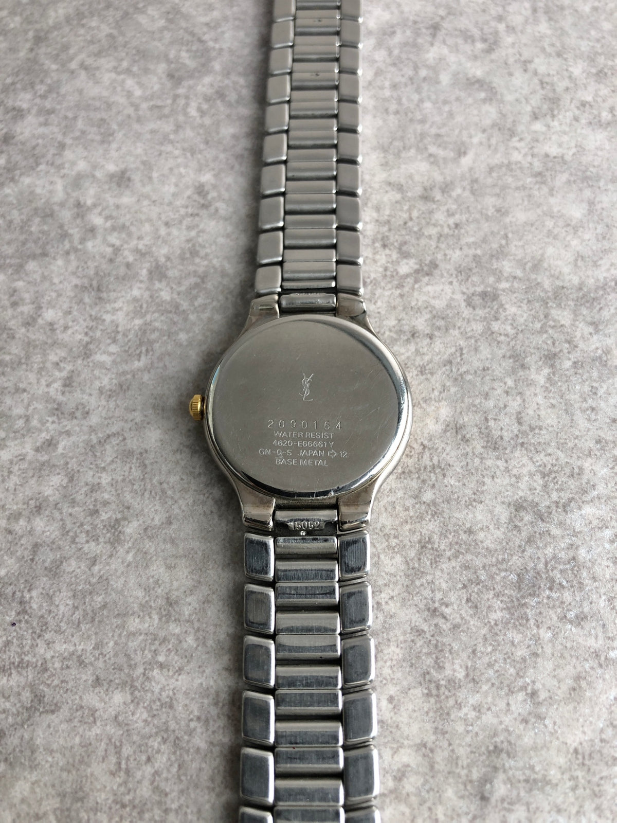 Yves Saint Laurent YSL Logo Quartz Watch Silver×Gold Vintage ymydvs
