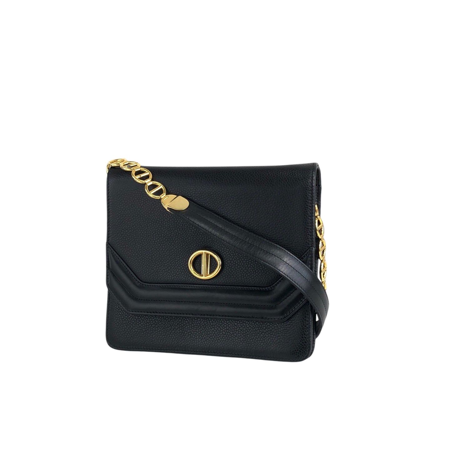 Christian Dior CD Logo Chain Shoulder bag Black Vintage m5evcd