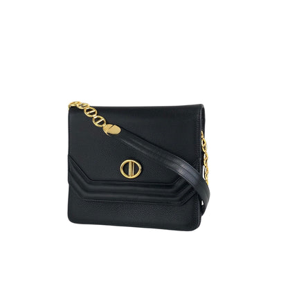 Christian Dior CD Logo Chain Shoulder bag Black Vintage m5evcd
