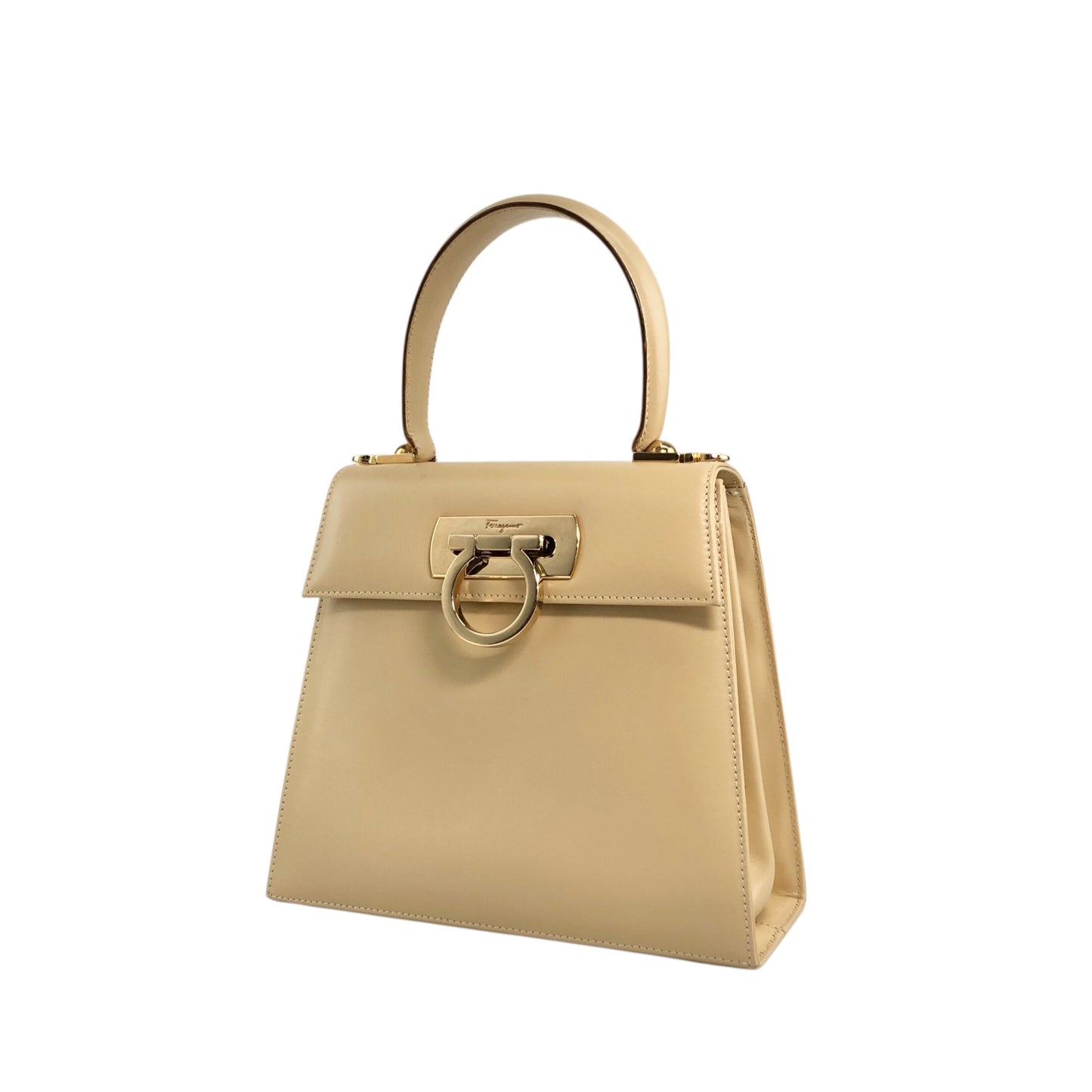 Salvatore Ferragamo Gancini Two-way Small Handbag Shoulder bag Beige Vintage xcu7ry