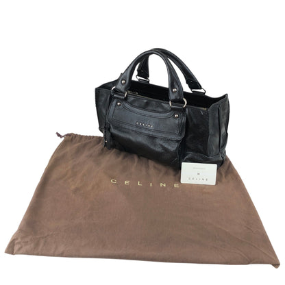CELINE Horse Carriage Handbag Black Vintage 6m8meh