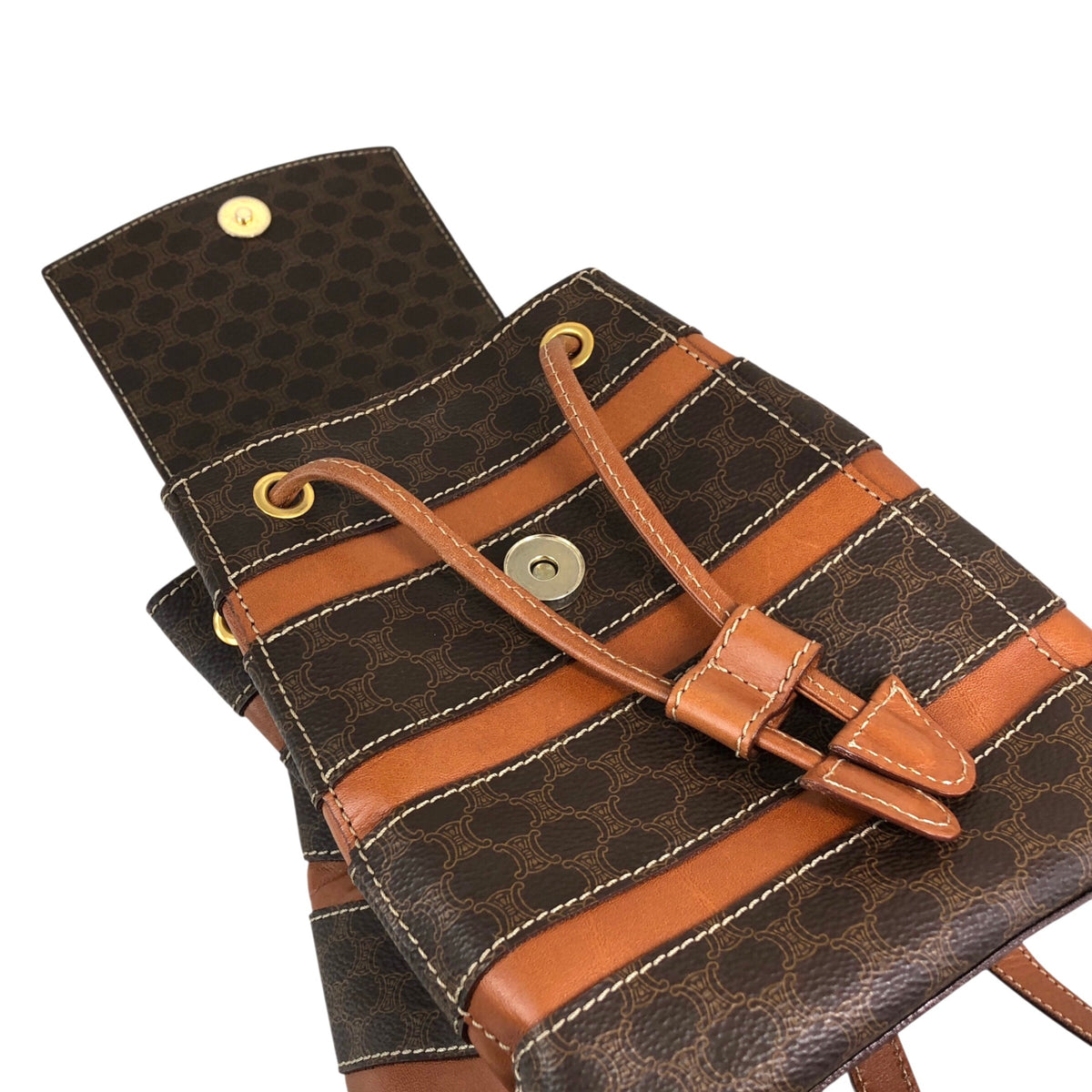 Celine Vintage Macadam Backpack Canvas And Leather Brown  display picture 1