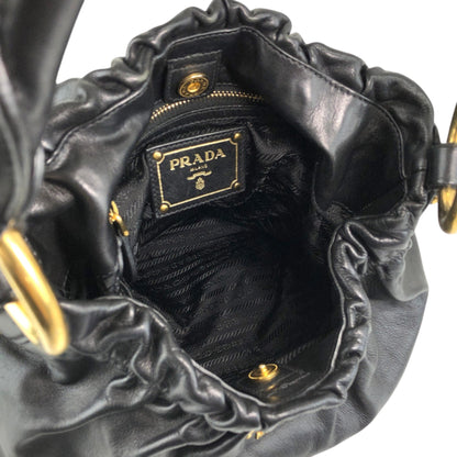 PRADA Logo Shoulder bag Hobobag Black Vintage ay6whk