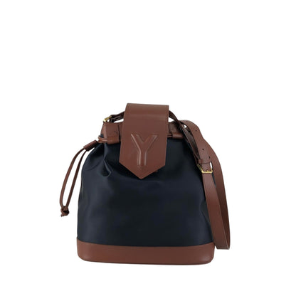 Yves Saint Laurent Logo Drawstring Shoulder bag Brown Vintage vjh7bs