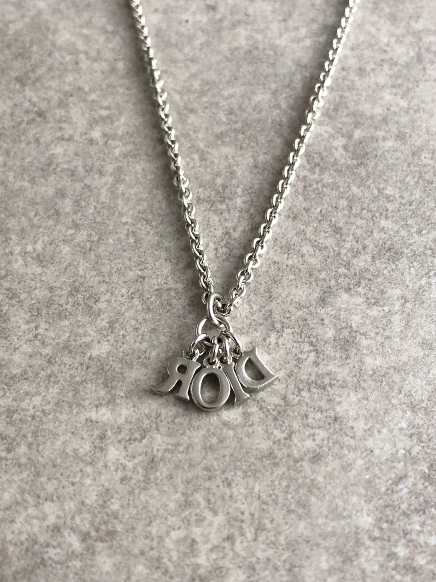 Christian Dior Logo Motif Necklace Silver Vintage x25wyn