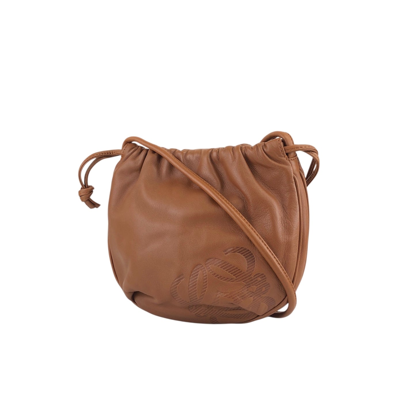 LOEWE Anagram Drawstring Shoulder bag Brown Vintage fzwga5