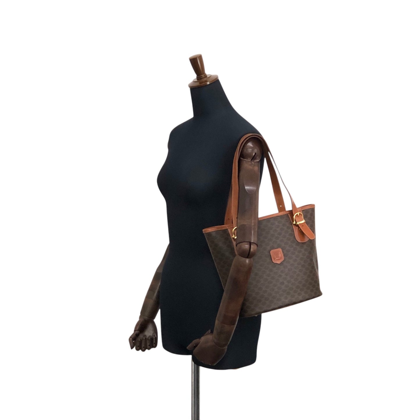 CELINE Macadam Blason Handbag Totebag Brown Vintage bz34wg