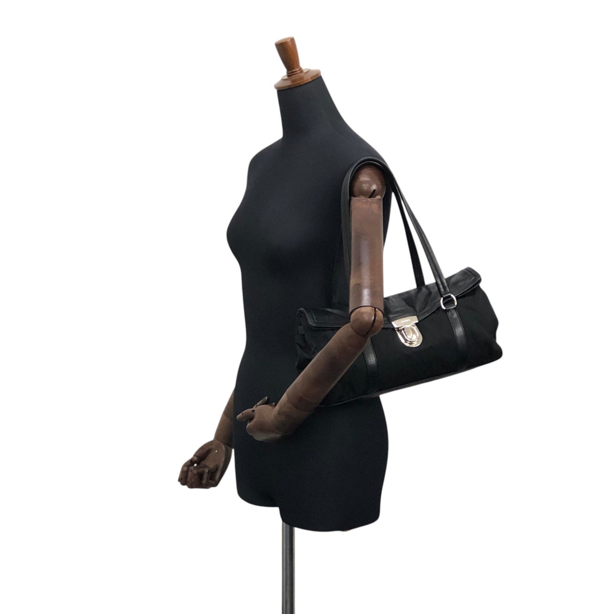 PRADA Push lock Handbag Black Vintage pesttr
