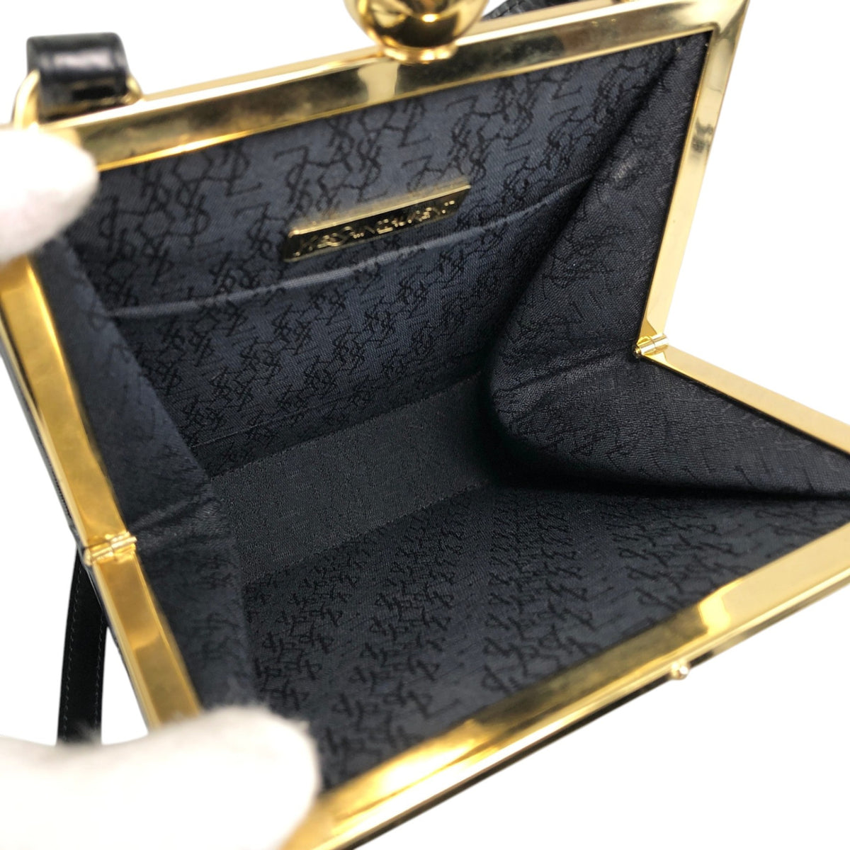Yves Saint Laurent Metal Clasp Small Shoulder bag Black Vintage 8z366v