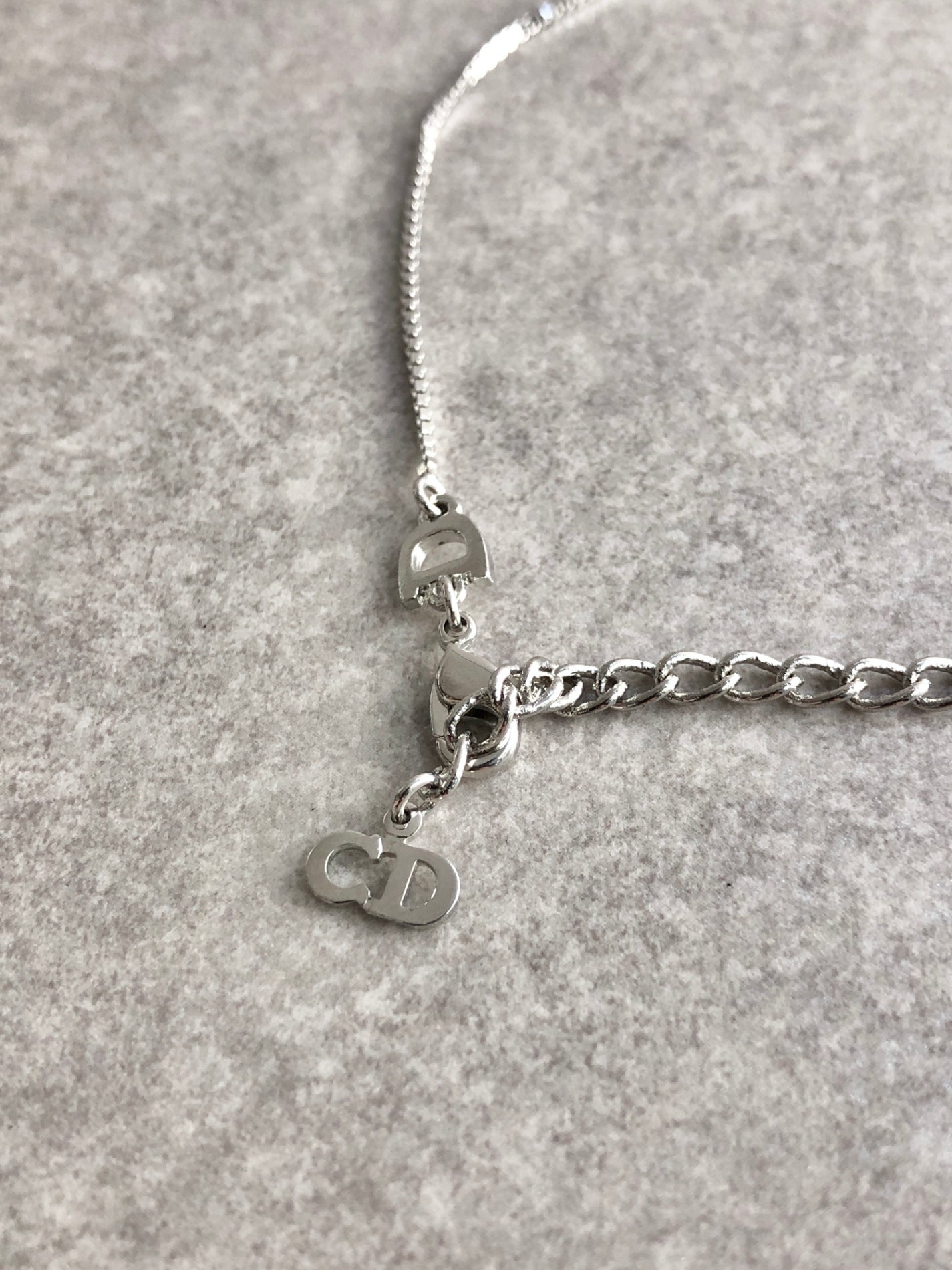 Christian Dior Logo Necklace Silver Vintage nvu437
