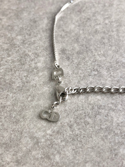Christian Dior Logo Necklace Silver Vintage nvu437
