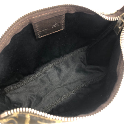FENDI Zucca Jacquard Leather Handbag Vanity bag Brown Vintage si6gvh