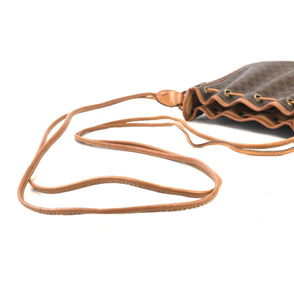 CELINE Macadam PVC Leather Drawstring Shoulder bag Brown Vintage hw5asw