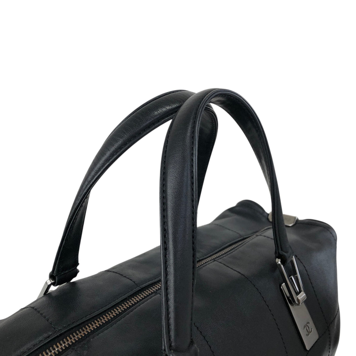 CHANEL Chocolate Bar Handbag Boston bag Black Vintage 6yfva8