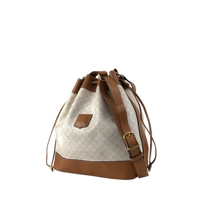 CELINE Macadam  Blason Drawstring  Shoulder bag White Vintage 6vdzju