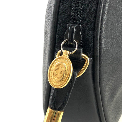 GUCCI GG Logo Leather Round Shoulder bag Black Vintage jgay4g