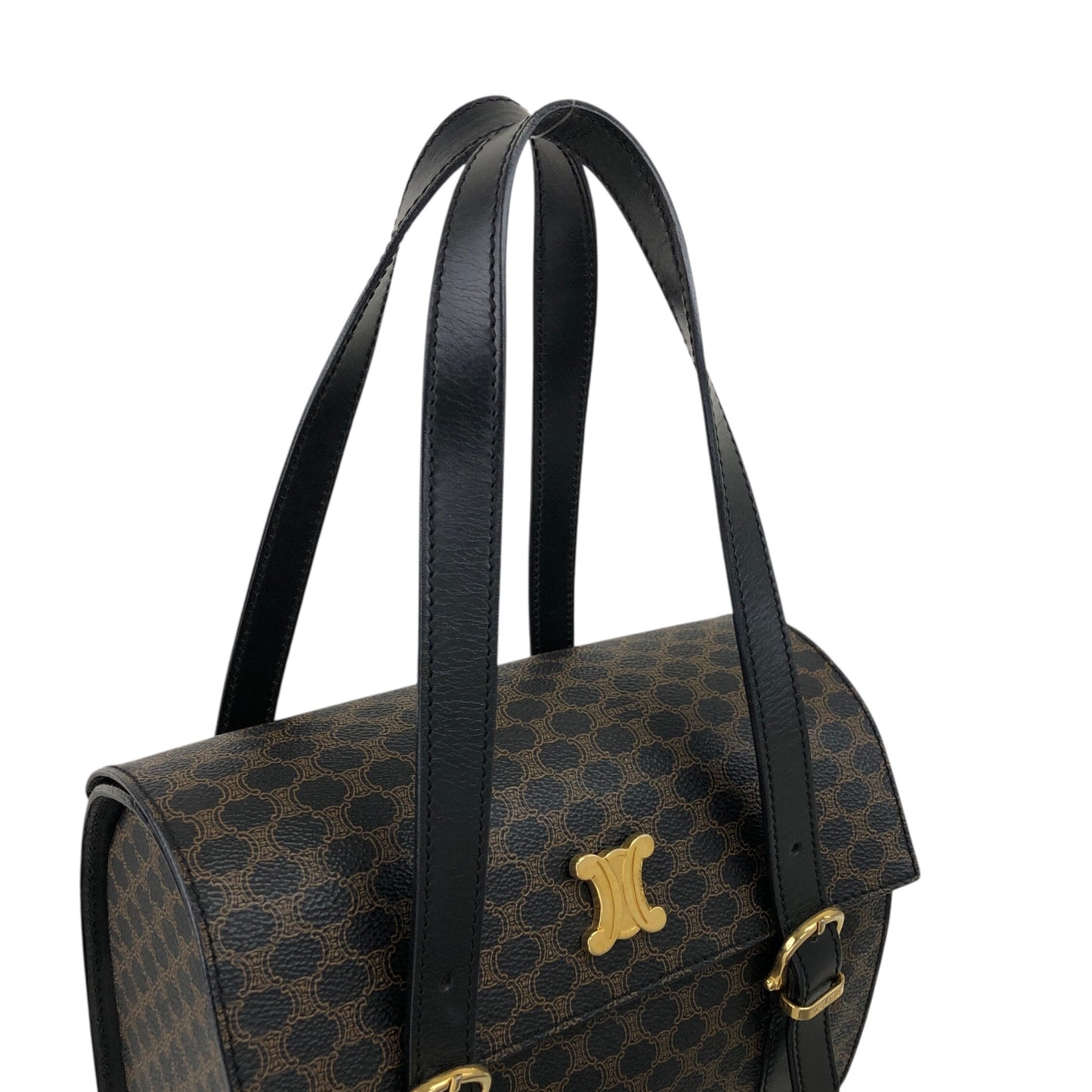 CELINE Macadam Handbag Vanity bag Black Vintage c64kav