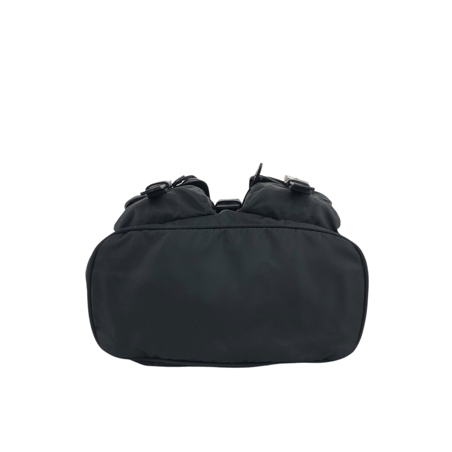 PRADA Triangle Logo Double Pocket Backpack Black Vintage rd6n42