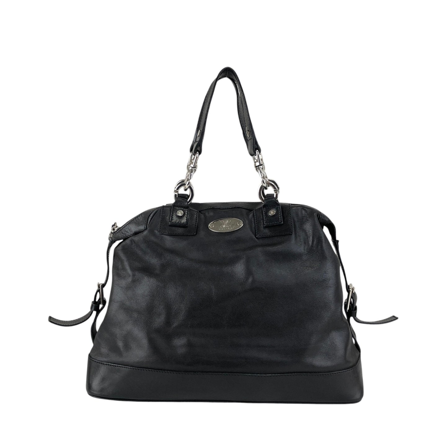 CELINE Triomphe Logo Handbag Black Vintage 5y5pjn