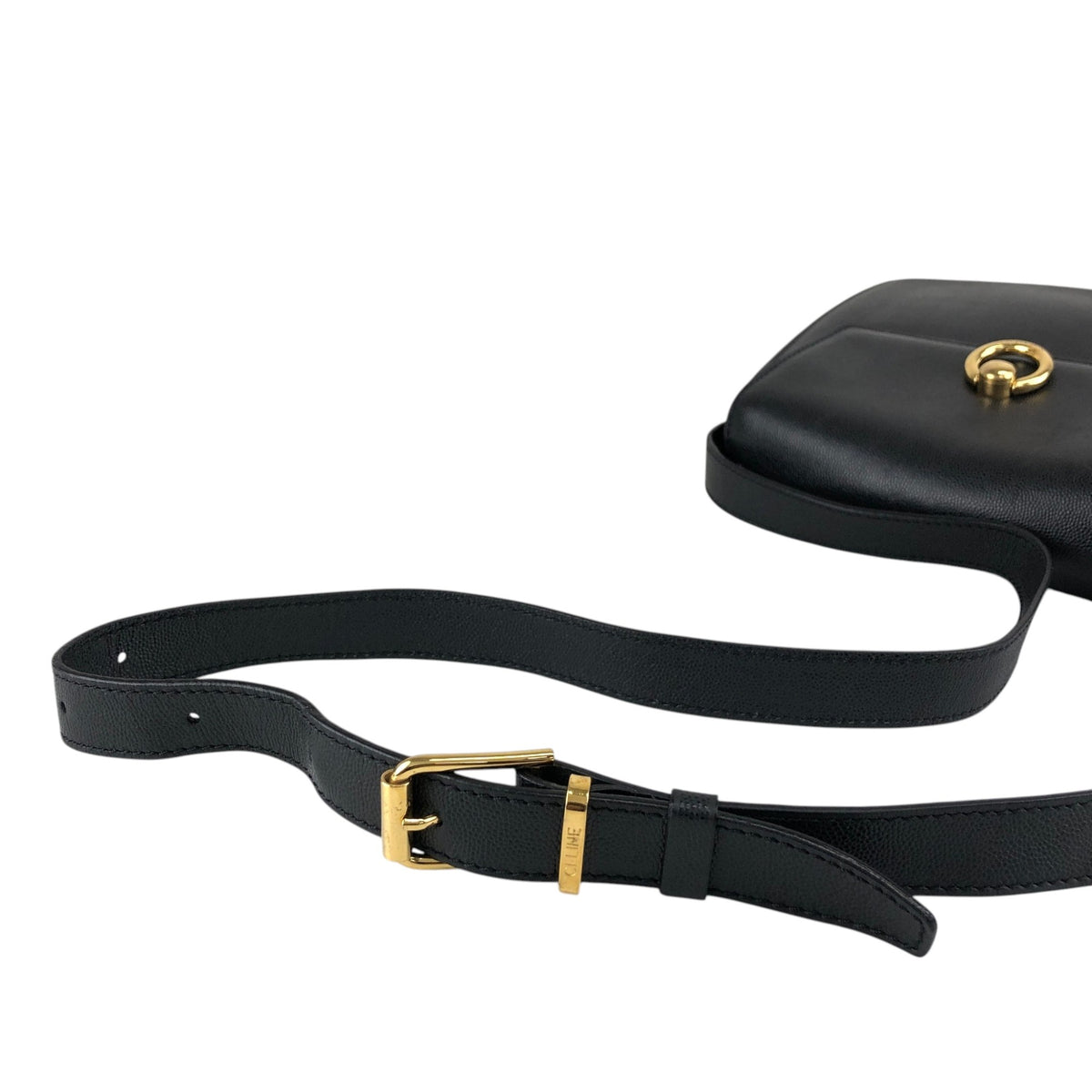 CELINE Gancini Shoulder bag Black Vintage y386id