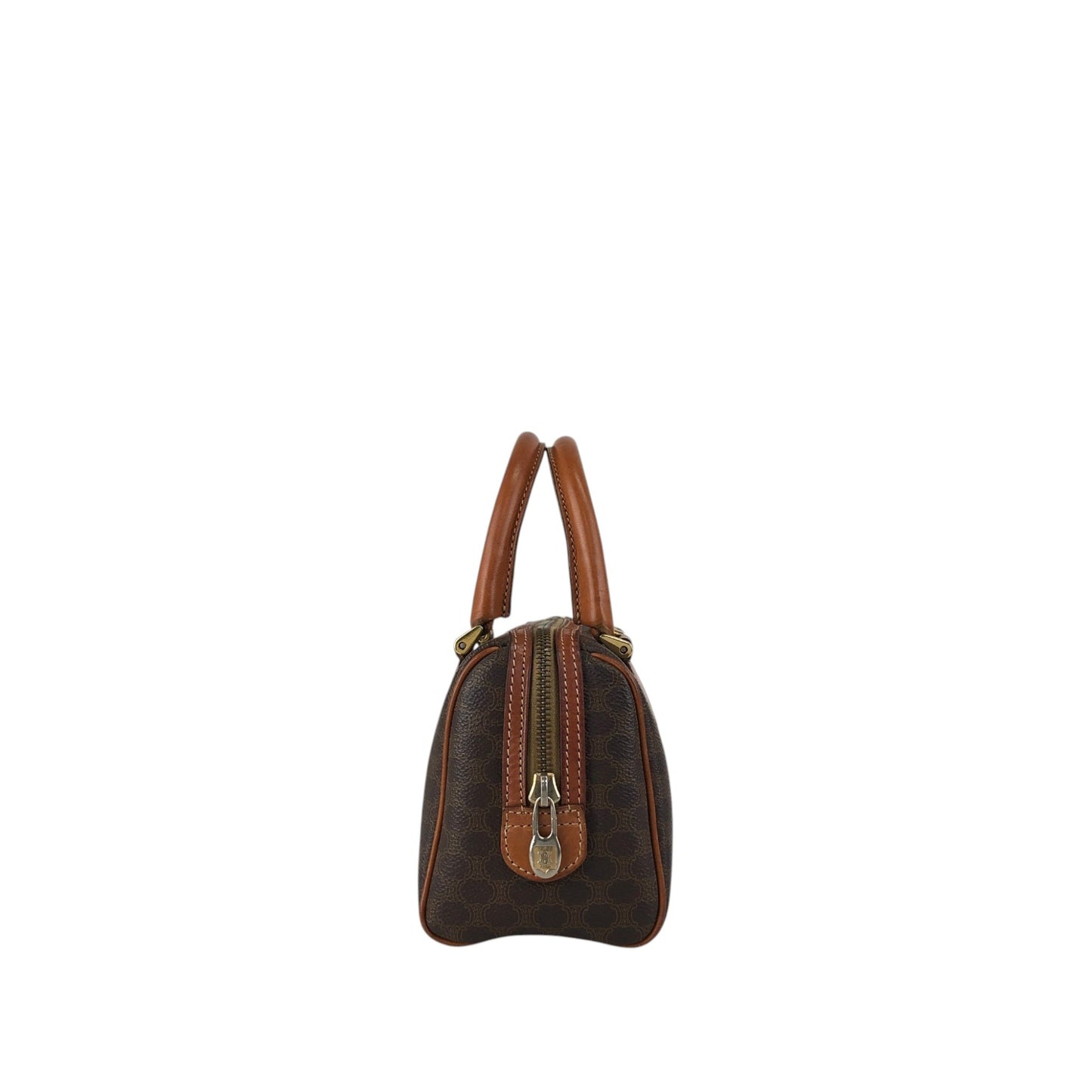 CELINE Macadam Blason Two-way Small Boston bag Shoulder bag Brown Vintage 2kpnhi