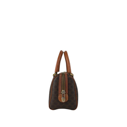 CELINE Macadam Blason Two-way Small Boston bag Shoulder bag Brown Vintage 2kpnhi